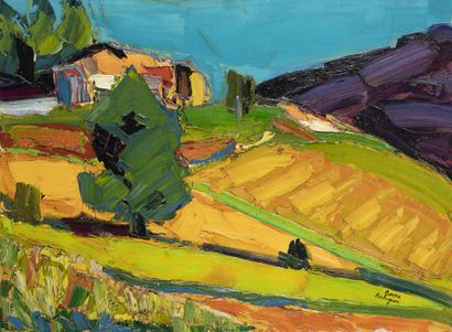 Pierre AMBROGIANI (1907-1985) Aube dans le paysage.
Huile sur toile.
Signée vers...