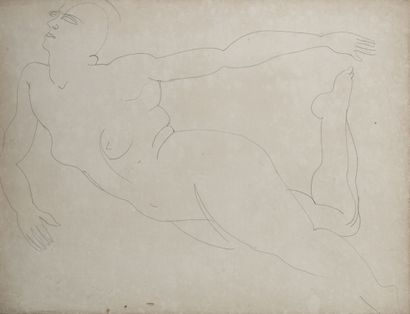 Ecole du XXème siècle Nude, study. Graphite on paper mounted on cardboard. Unsigned....