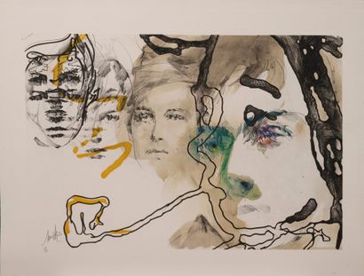 Raymond MORETTI (1931-2005) Rimbaud. Two lithographs in colors on paper. One signed...