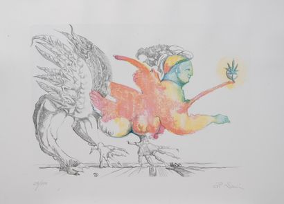 Piero SANI (1947) Le Sfingi.
Deux lithographies en couleurs sur papier.
Signées en...