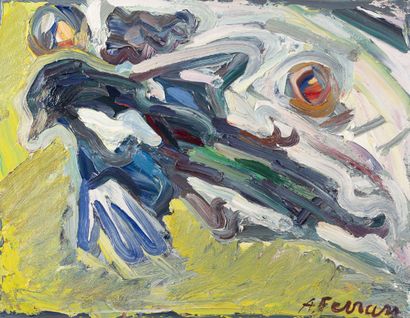 Antoine FERRARI (1910-1995) La pie.
Huile sur carton.
Signé en bas à droite.
Contresigné...
