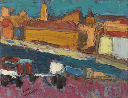 Pierre AMBROGIANI (1907-1985) Landscape. Oil on canvas. Signed lower left. 50 x 65...