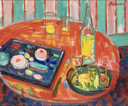 Roger Marcel LIMOUSE (1894-1989) Le goûter, 1976.
Oil on canvas.
Signed upper right.
Countersigned,...