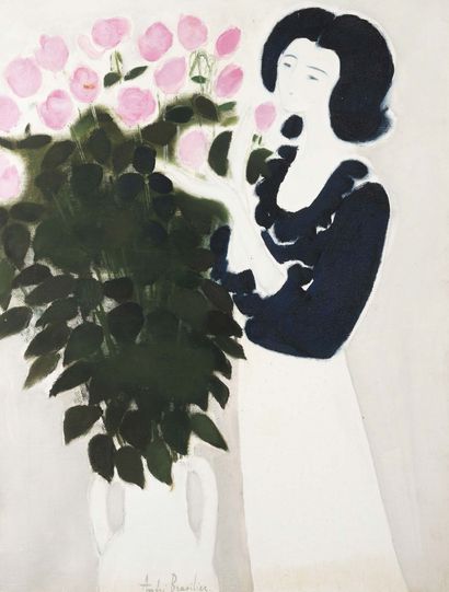 ANDRÉ BRASILIER (1929) 
Woman with a bunch of roses, 1975.



Oil on canvas.



Signed...