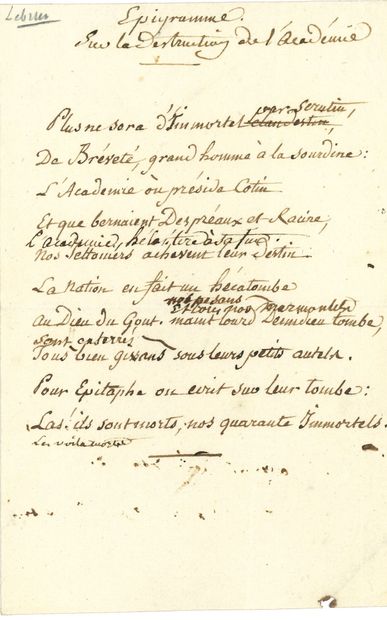 LEBRUN Ponce-Denis Écouchard- (1729-1807) poète, dit Lebrun Pindare [AF 1803, 20e...