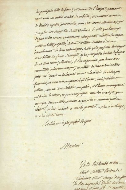 ROCHON DE CHABANNES Marc-Antoine-Jacques (1730-1800) auteur dramatique. L.A.S. "Rochon...
