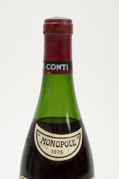 ROMANEE-CONTI 1 bouteille, 1975.

Domaine de la Romanée-Conti.

Numérotée 2816.

Niveau...