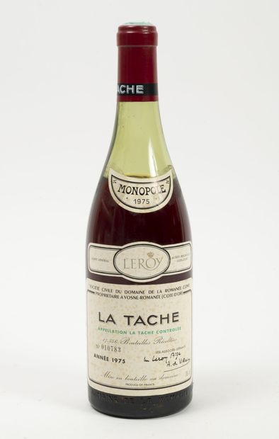 La Tache 1 bouteille, 1975.

Domaine de la Romanée-Conti.

Numérotée 10783.

Niveau...