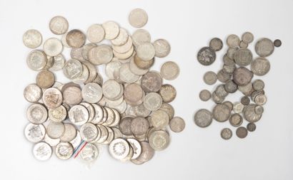 FRANCE, XIXème-XXème siècles Lot de pièces en argent à la Cérès ou à l'Hercule, dont...