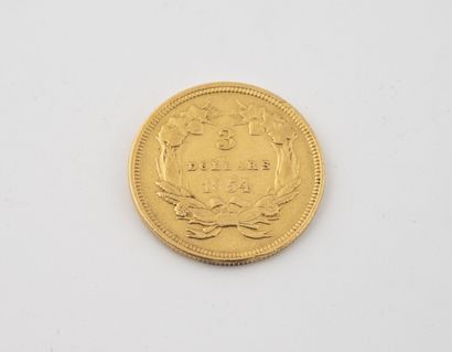 ETATS-UNIS A 3 Dollars gold coin, 1854 Philadelphia. 

Fr 124. 

Weight : 4.9 g....
