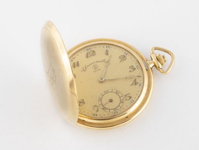 CHRONOMETRE GETE Pocket watch in yellow gold (750).

Front cover engraved AP. 

Back...