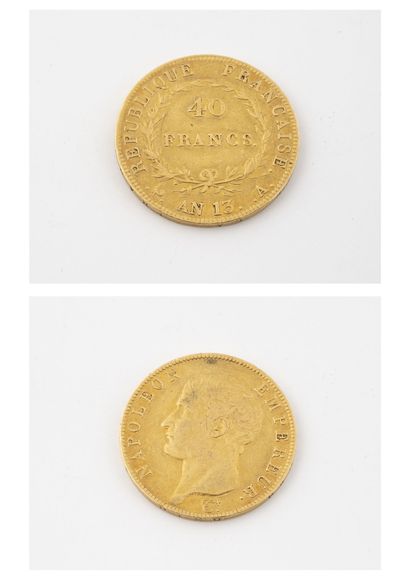 France Une pièce de 40 francs or, Napoléon Empereur, Paris, an 13.

Poids : 12.8...