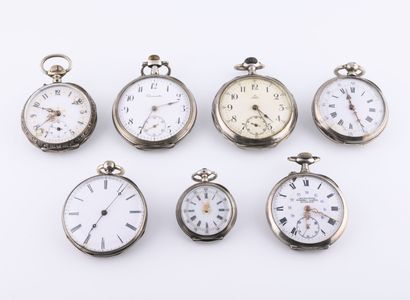null Lot of six silver pocket watches and one neck watch (800).

Back covers with...