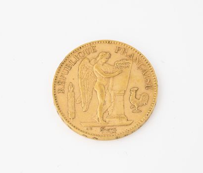 France A 100 francs gold coin, Paris, 1910.

Weight : 32.2 g. 

Slight scratches...