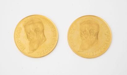 ISRAEL Deux pièces commémoratives or, Theodor Herzl (1860-1960), 14 mai 1948.

Poids...