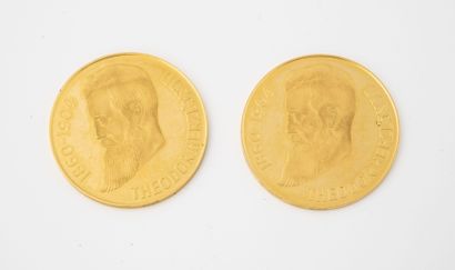 ISRAEL Two commemorative gold coins, Theodor Herzl (1860-1960), May 14, 1948.

Total...