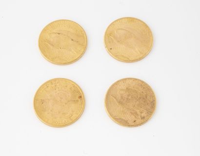 ETATS-UNIS Lot of four 20 dollars gold coins, 1898, 1910, 1924, 1928.

Total weight...