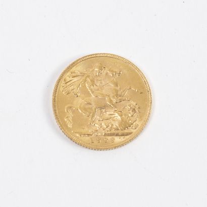 ROYAUME UNI A gold coin of a sovereign. 

Edward VII, 1909.

Weight : 7,9 g.

Some...