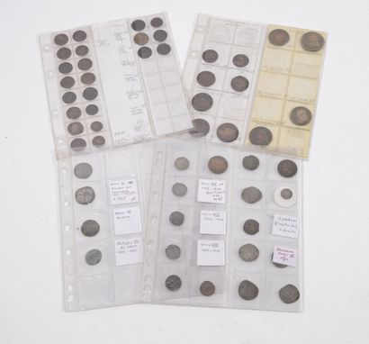 FRANCE, XIVème - XVIIIème siècle Lot de pièces divisionnaires en métal ou argent.

Usures,...