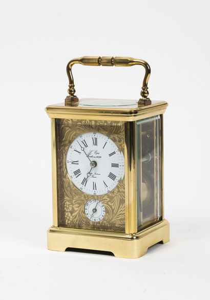 L'ÉPÉE, Sainte Suzanne, La Corniche Officer's clock in glass and gilded brass of...