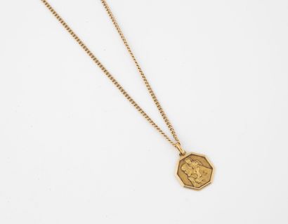 Yellow gold (750) necklace holding an octagonal...