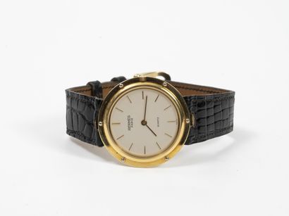 HERMES Paris, Clipper Men's wrist watch. 

Round case extra flat in yellow gold (750)....