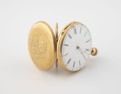 Pocket watch in yellow gold (750). 

Cover...