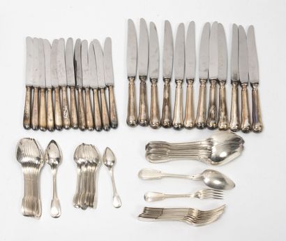 Set of silver cutlery (950), filets model,...
