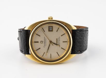 OMEGA, Constellation Automatic Men's wrist watch.

Barrel case in gilded steel. 

Dial...