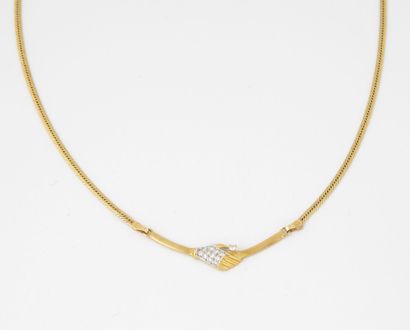 Yellow gold (750) AC choker necklace with...