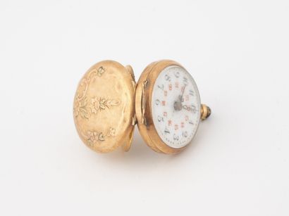 null Yellow gold collar watch (750).

Back cover decorated with garlands of fruit...