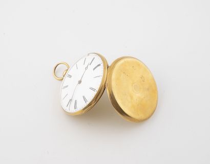 null Pocket watch in yellow gold (750). 

Back cover guilloche radiating. 

White...