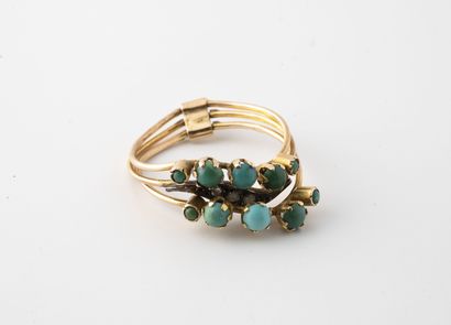 Small yellow gold ring (585) with three rings...