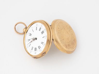 null Pocket watch in yellow gold (750).

Back cover decorated with a medallion in...