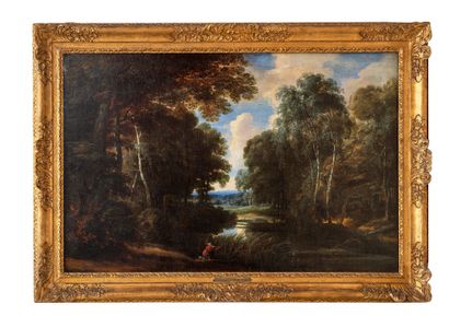 Jacques d'ARTHOIS (Bruxelles 1613-id. vers 1686) 
Wooded landscape crossed by a river...