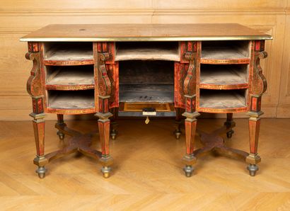 null 
Desk with eight legs called "Mazarin" of scrolled form, with inlaid decoration...