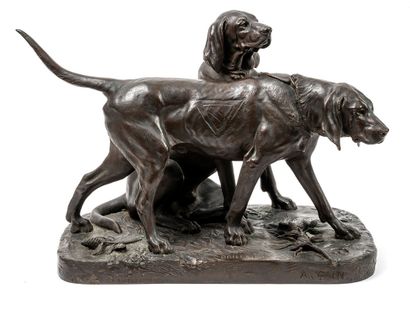 D'après Auguste Nicolas CAIN (1821-1894) Brillador and Fanfaron.
Proof in bronze...