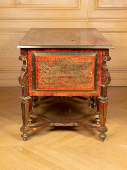 null 
Desk with eight legs called "Mazarin" of scrolled form, with inlaid decoration...