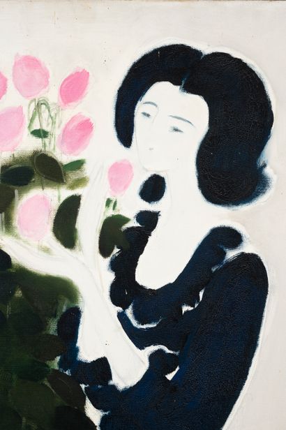 ANDRÉ BRASILIER (1929) Femme au bouquet de roses, 1975.
Huile sur toile.
Signée en...