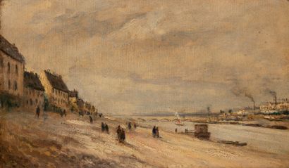 STANISLAS LEPINE (1835-1892) 
The banks of the Seine between Paris and Ivry. Circa...