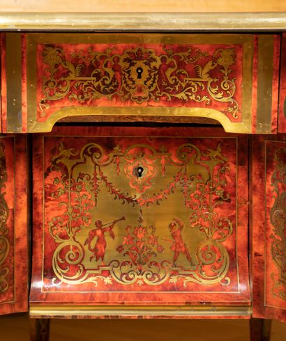 null 
Desk with eight legs called "Mazarin" of scrolled form, with inlaid decoration...