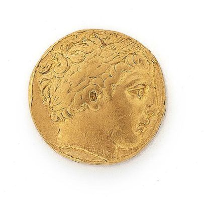 null ROYAUME DE MACÉDOINE Philippe II.
Statère d'or.
Poids : 8,24 g.
Tranche limée,...