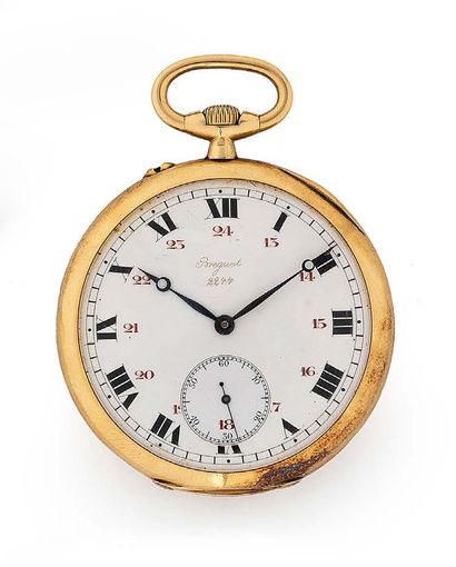 BREGUET, Attribué à Montre de gousset en or jaune (750).
Couvercle arrière à fond...