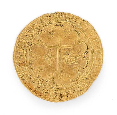  Henri VI (1422-1453) Salut d'or. Rouen. Poids : 3,40 g. D. 443A Presque Superbe