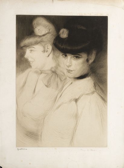 Edgar CHAHINE (1874-1947) Brune et Blonde, 1907.

Pointe sèche sur papier.

Signé...