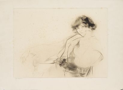 Edgar CHAHINE (1874-1947) La belle Rita, 1903.

Pointe sèche sur papier.

Signé en...