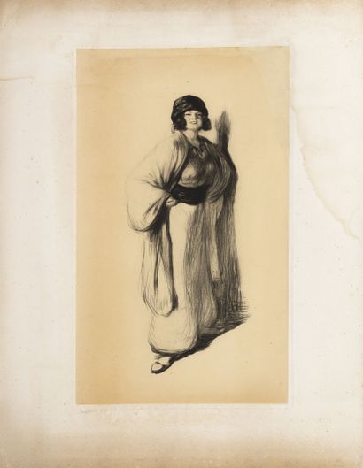 Edgar CHAHINE (1874-1947) Ghemma en turban noir, 1910.

Pointe sèche sur papier.

Signé...