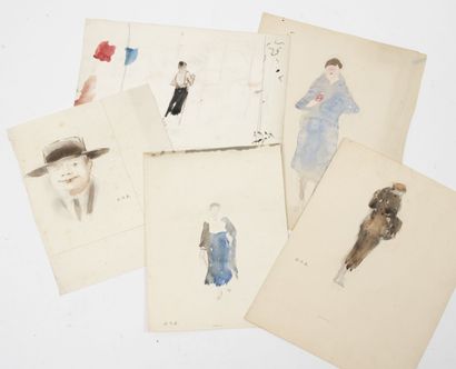 Georges-Victor HUGO (1868-1925) Suite de 5 dessins, études.

Mine de plomb et aquarelle...