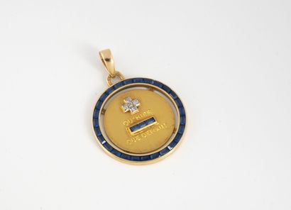 Round medal in yellow gold (750) bearing...