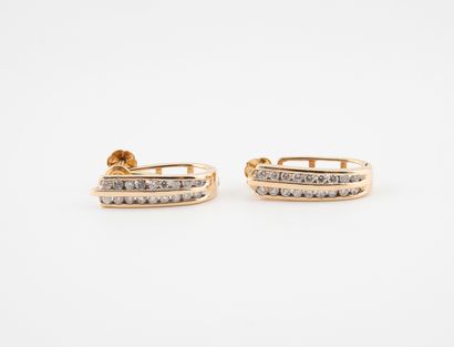 Pair of ear clips in yellow gold (585) of...